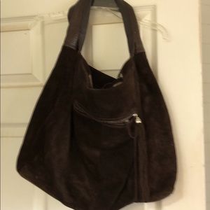Chocolate brown suede Innue handbag
